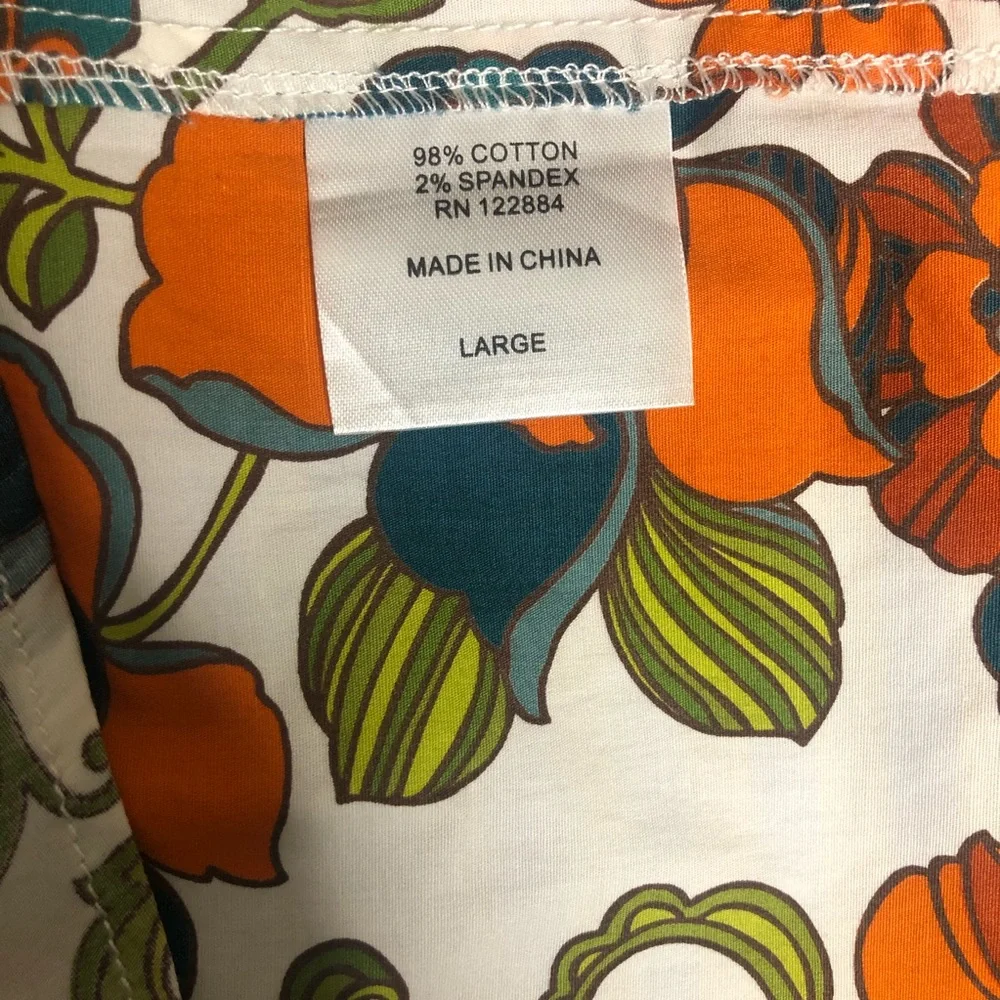 FABRIC BY BLACKBURN Floral Short Sleeve Cotton Oxford Button Down Collar Polo